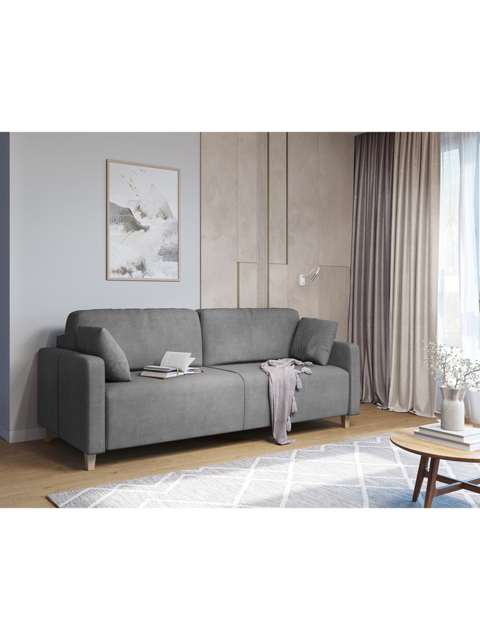 Диван прямой «Стокгольм», НПБ, тик – так, цвет серый luma 23