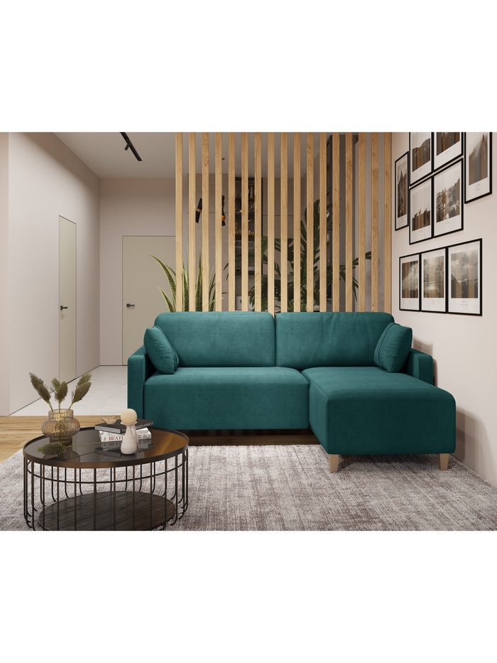 Диван угловой «Стокгольм», НПБ, тик – так, цвет изумрудный newtone emerald