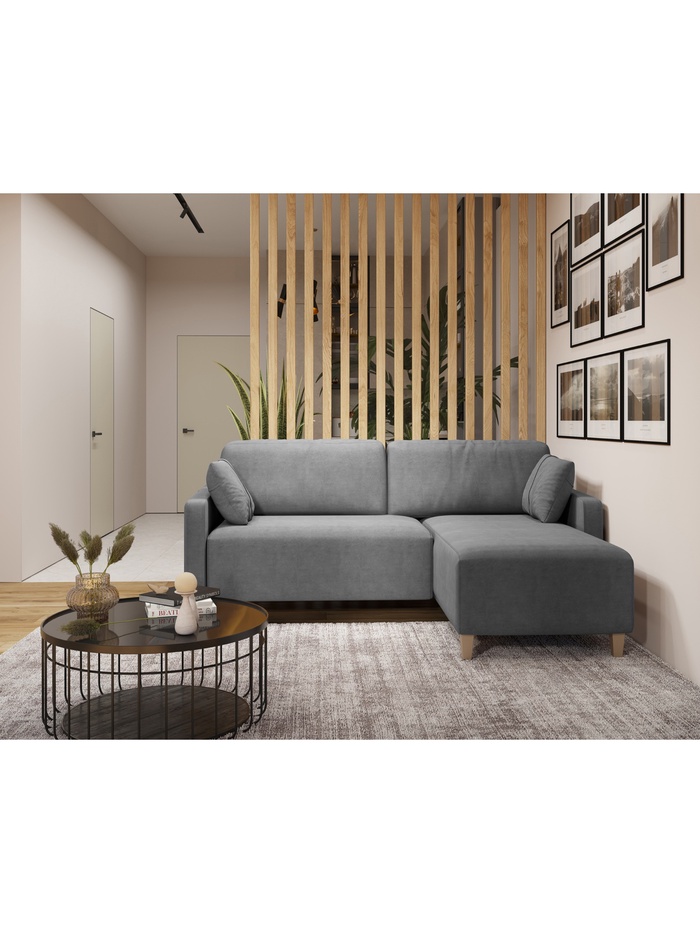 Диван угловой «Стокгольм», НПБ, тик – так, цвет серый luma 23
