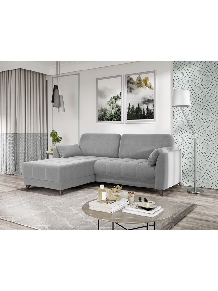 Диван угловой «Скандинавия», левый, НПБ, тик – так, цвет серый ultra smoke