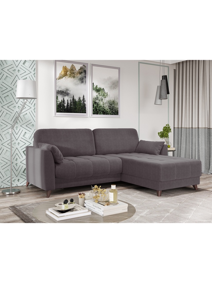 Диван угловой «Скандинавия», правый, НПБ, тик – так, цвет серый newtone antracite